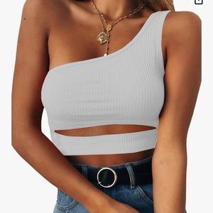 LIGHT PINK one shoulder crop top